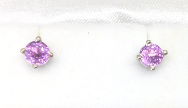 Pink Sapphire Studs in 14Kt White Gold