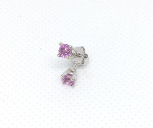Pink Sapphire Studs in 14Kt White Gold