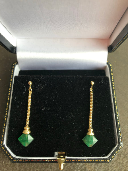 Emerald Kite Earrings in 14kt Yellow Gold