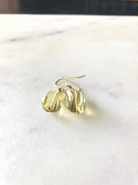 Lemon Quartz Gemstone Earrings with Gold Filled Earwires