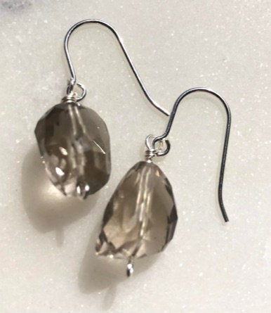 Smokey Quartz Gemstone Earrings with Sterling Silver Earwires