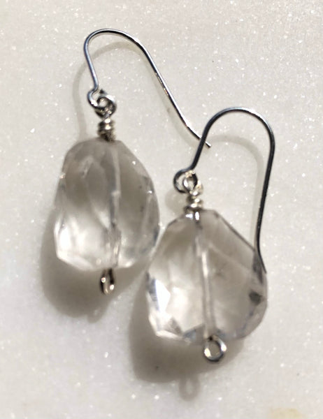 Clear Quartz Gemstone Earrings with Sterling Silver Earwires