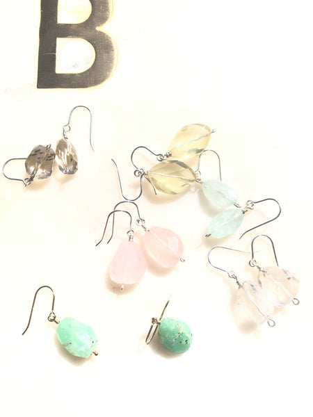 Aquamarine Gemstone Earrings with Sterling Silver Earwires