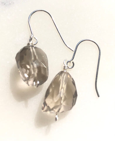 Smokey Quartz Gemstone Earrings with Sterling Silver Earwires