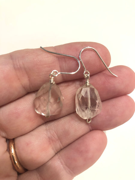 Clear Quartz Gemstone Earrings with Sterling Silver Earwires