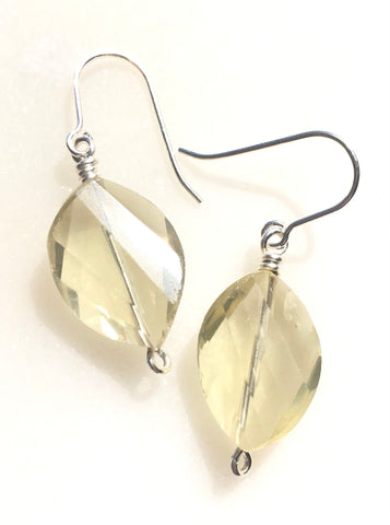 Lemon Quartz Gemstone Earrings with Sterling Silver Earwires